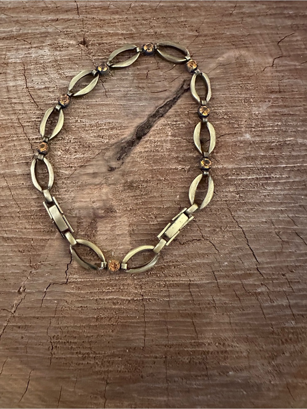 Gold Tone Oval-Link Bracelet with Amber Crystals - Picture 8 of 8